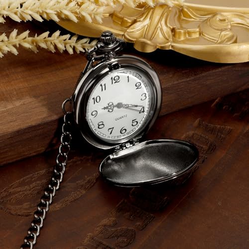 Image of Vintage Engraved Pocket Watch with Chain Fathers Day Birthday Graduation Xmas Valentines Day Gifts for Son Adult