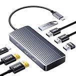 Docking Station Dual Monitor, QUUGE 7 in 1 USB C hub multiport adapter 2 HDMI, Dual 4K, 5Gbps USB 3.0, 3 x USB 2.0 & 100W Power Delivery, USBC Docking Station for Dell XPS, HP Spectre