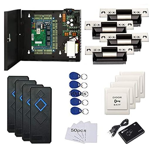 MENGQI-CONTROL Kits De Segurança De Controle De Acesso De 4 Portas Com Fechadura De Segurança Padrão Ansi Norte-Americana, Caixa De Fonte De Alimentação De 110 V, Leitor Rfid, Cartão Rfid E Chaveiro