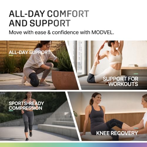 Image of Modvel 2 Pack Knee Brace for Women - Knee Support for Walking, Knee Compression Sleeves for Pain Relief, Knee Sleeves for Women, Knee Brace for Sports, Workouts & Arthritis