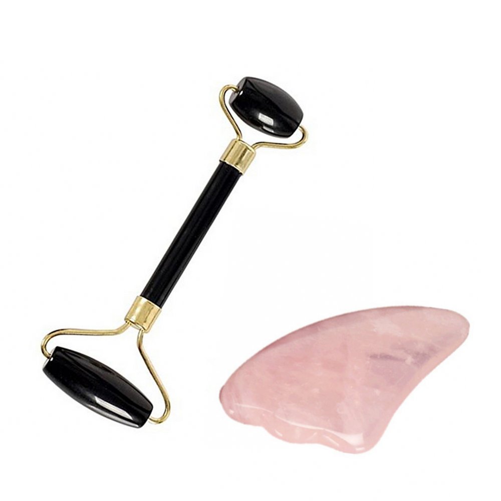 Luxury Obsidian Facial Jade Roller Massager Body Slimming Tool with gua sha scraping massage tool Slimmer Massage Rejuvenates Face and Neck Skin