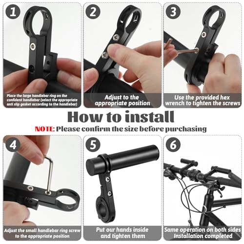 2 Set Bike Handlebar Extender, Aluminum Bicycle Handlebar Extender Bicycle Handlebar Extension Bracket for Bike Mounts