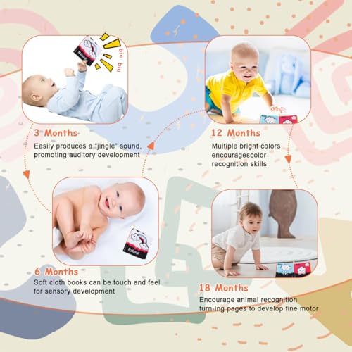 Image of SNOWIE SOFT 7Pcs Cloth Book Toys for 6 Month Old Baby,Soft Toys Sensory Baby Toy for 6 to 12 Month,Non-Toxic Babies Toy 0 to 3 Year Babies with Touch and Feel Crinkle Book Toddler Washable