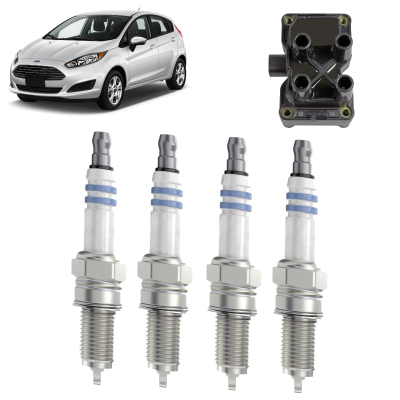 Kit bobina IGN1011 + 4 candele TR5 compatibile con Ford fiesta vi 1.4 LPG Benzina/gasauto (gpl) 2009-2017