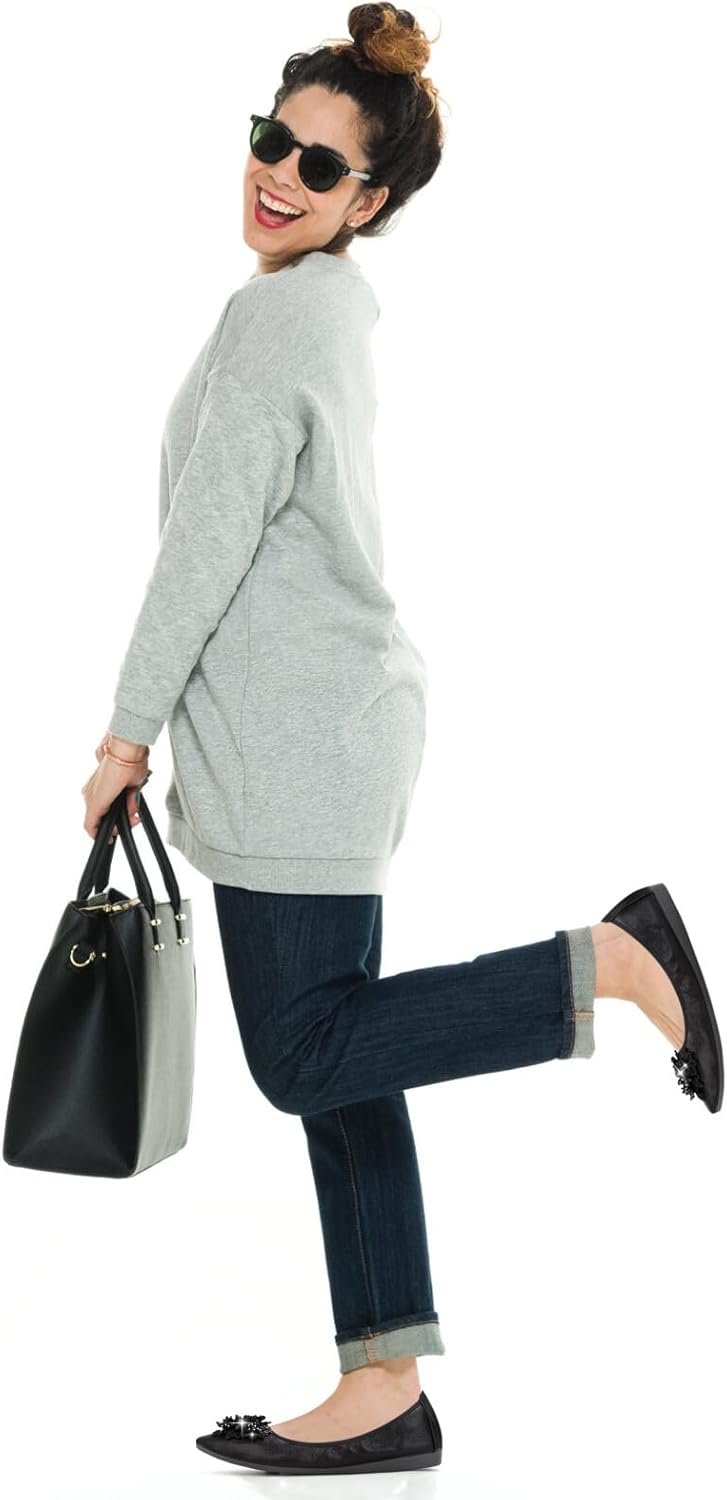 KUNWFNIX Women's Ballet Flats Foldable Classic Crown Rhinestone Slip On Flowers PU Leather Pointed Toe Comfort Flat Casual Dress Shoes 8 #03_black