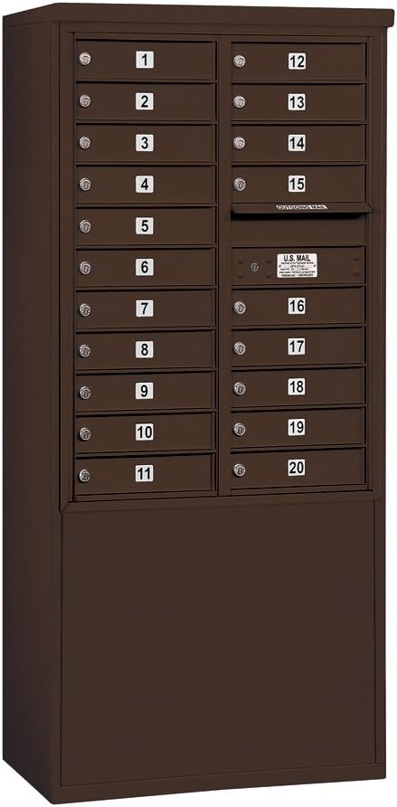 Salsbury Industries 3911D-20ZFU Free Standing Horizontal Mailbox, Front Loading, Double Column, 20 MB1 Doors, USPS Access, Bronze