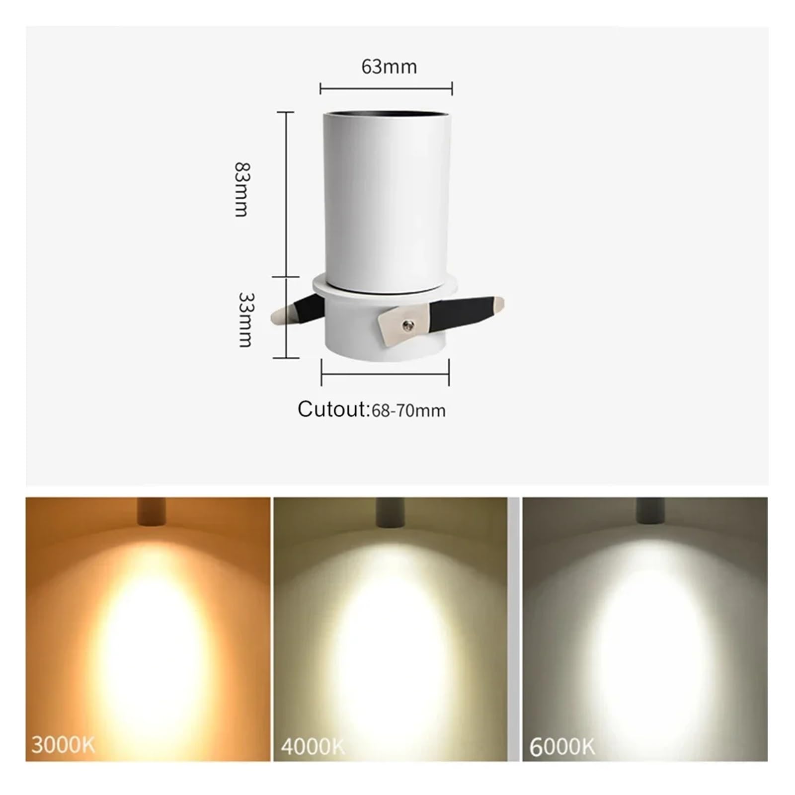 eufeifeiegds Eingebaute LED-Downlight-Deckenleuchte, faltbar und drehbar, 7 W/12 W, for Wohnzimmer, TV-Wand, Flur oder Decke, COB-Downlight(7W No Dimmable,WHITE_COLD WHITE)