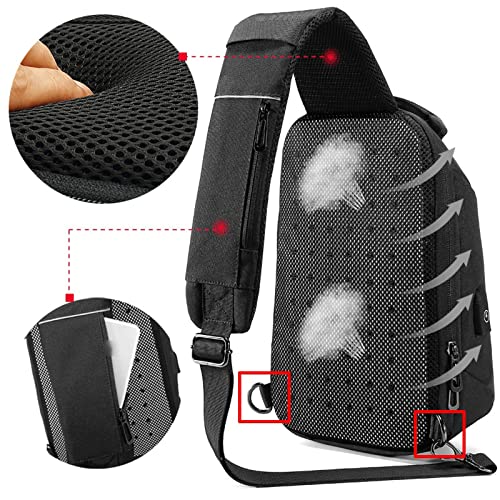 Messenger Bags Multifunctional Crossbody Chest Bag For Men With USB Charging Port Messenger Waterproof Shoulder Bag For Men(Black)2