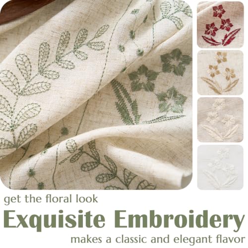 Image of jinchan Floral Linen Curtains 108 Inch Farmhouse Back Tab 2 Panels