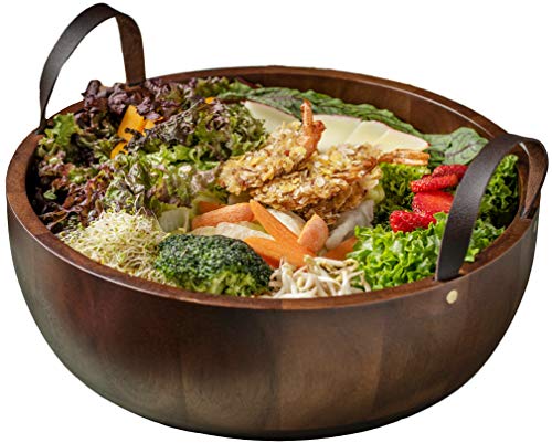 Shanik’s Acacia Wooden Salad Bowl - Perfect for Serving Salads, Snacks or Fruits