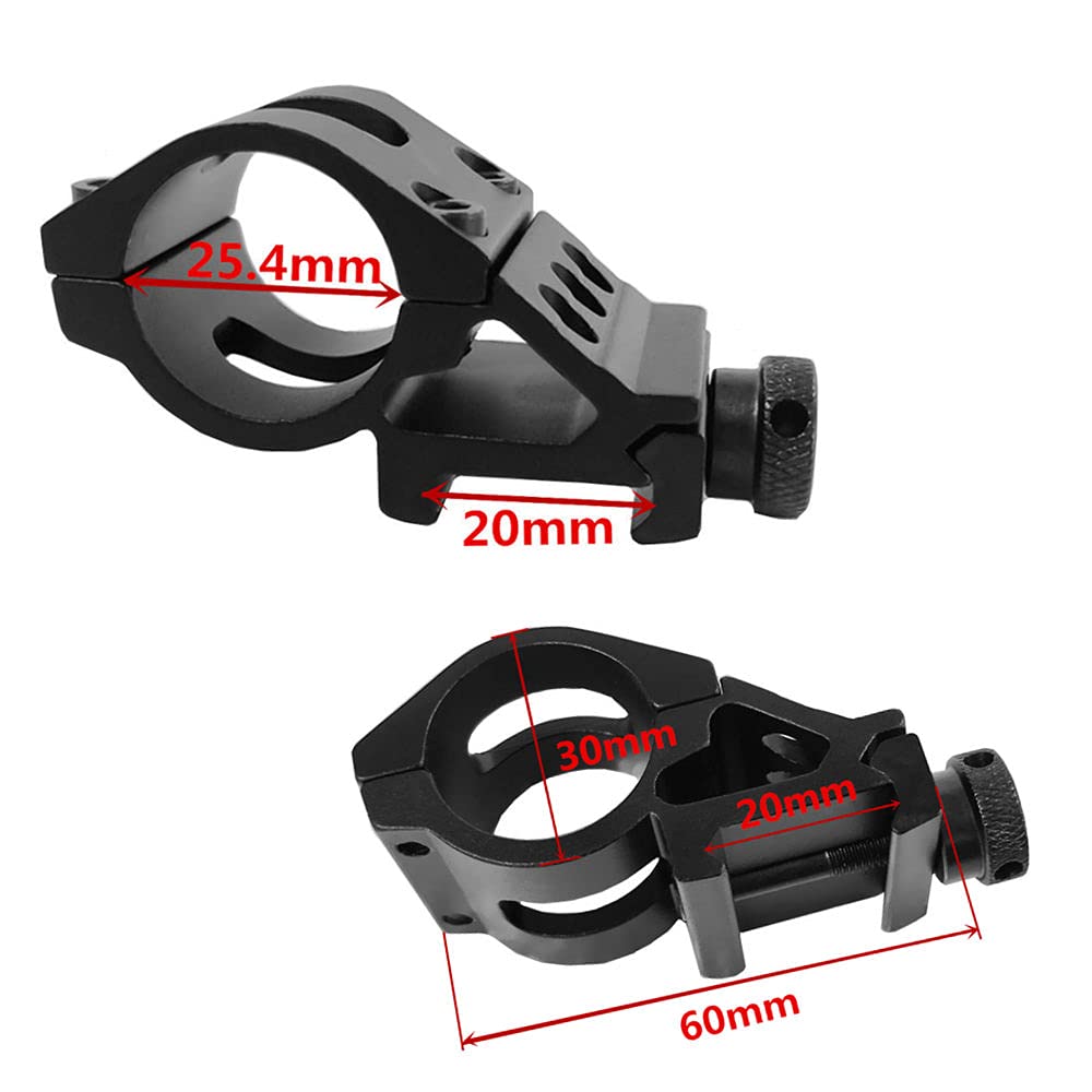 Fire Club Offset Ring 25 mm Guide 20 mm 45° Picatinny Support Torcia Surefire