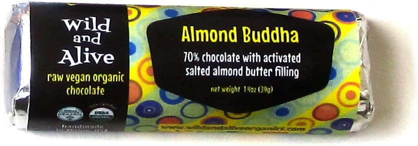 Wild and Alive, Raw Vegan Organic, Almond Buddha, Filled Chocolate Bar, 1.4oz