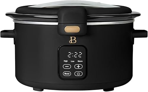 4QT Programmable Slow Cooker with Hinged Lid, Touch Display, Multiple Heat Settings, Ideal for Family Meals