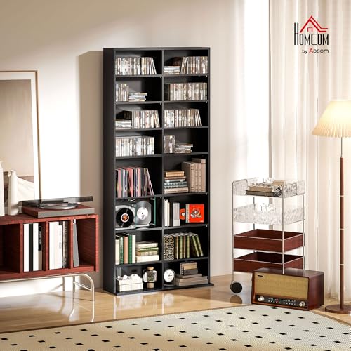 Almacenamiento con estante ajustable para películas y libros mueble multimedia vertical 3