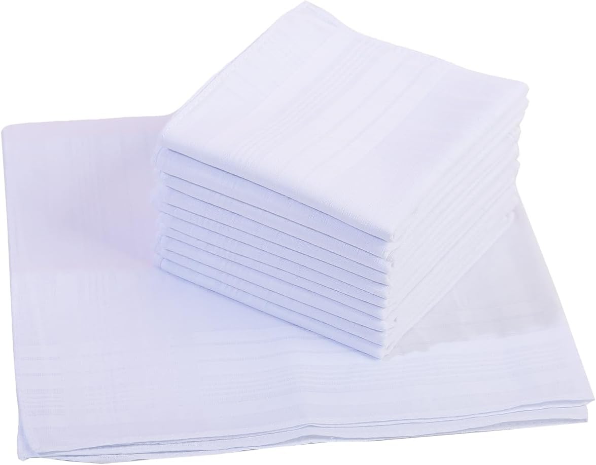 Men's Handkerchiefs 100% Cotton Pocket white Handkerchiefs for men