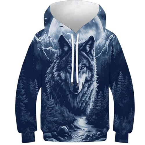 Sweat capuche loup garçon confortable et résistant 10-12 ans