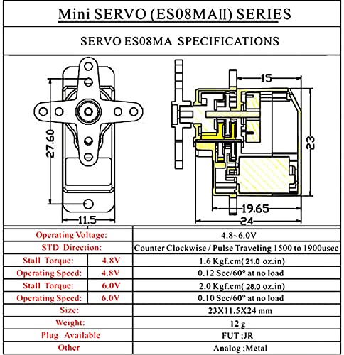 Emax Es08Ma Ii 12G Mini Metal Gear Analog Servo For Rc Model (Pack Of 4) #TOP5