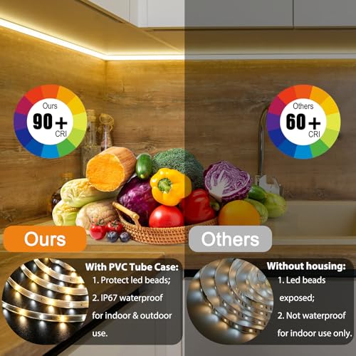 Image of 65.6ft Outdoor LED Strip Lights IP67 2700K-6500K CCT White with Remote | Warm to Cool Tunable White IP67 Waterproof LED Tape Light with Dimmer&Timer, 24V Outdoor Rope Lights for Backyard Patio House
