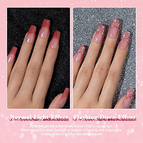 RARJSM Gel Liner Nail Art Reflective Glitter Flash Diamond Liner Gel Polish 12 Colors 5ml Sparkle Silver Hot Pink Black Pigment Painted Stripe Brush Gel Nail Polish UV LED Curing Require Nail Design - Image 4