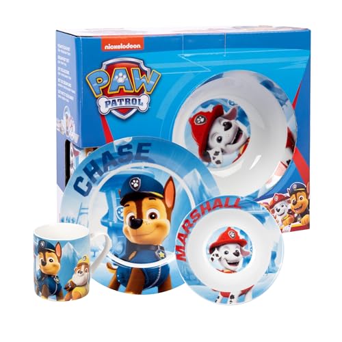 United Labels Paw Patrol 3-teiliges Geschirrset für Kinder, Blau, Frühstücksset aus Porzellan mit Teller Ø 19 cm, Tasse 220 ml und Schale 330 ml, Kindergeschirr United Labels Paw Patrol 3-teiliges Geschirrset für Kinder, Blau, Frühstücksset aus Porzellan mit Teller Ø 19 cm, Tasse 220 ml und Schale 330 ml, Kindergeschirr