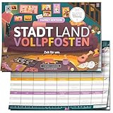 Stadt Land VOLLPFOSTEN® Family Edition – A4 Spielblock, lustiges Wortspiel mit 26 Kategorien, Familienspiel für Kinder & Erwachsene ab 9 Jahren, für 2+ Spieler, ideal für gemeinsame Familienzeit