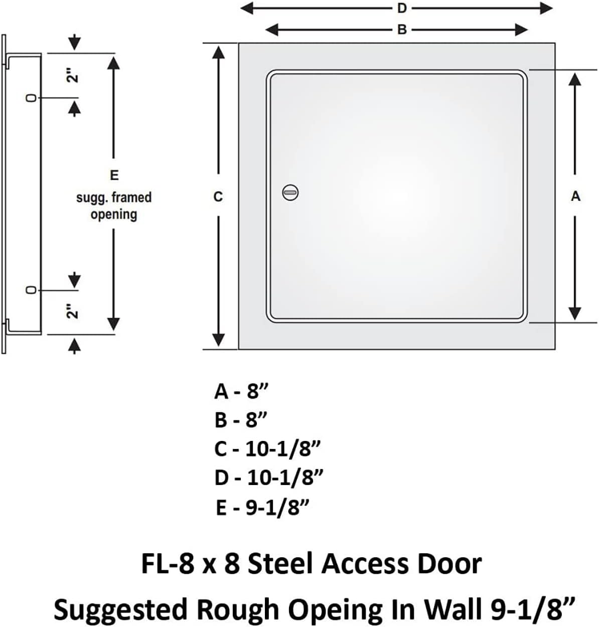 Premier Flush Access Panel, 8x8, Steel, 1000 Series, Screwdriver Latch