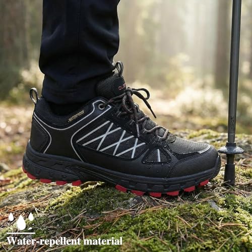 Image of Queday Mens Waterproof Lightweight Hiking Shoes | Breathable, Anti-slip Rubber outsole, Cushioned EVA midsoles, Ideal for daily trail, camping, and climbing