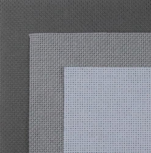 Image of KCS 3 pc of 15 inch x 18 inch(38cmx45cm) 18 Count Cross Stitch Cotton Aida Cloth Needlework Rolled Fabric Box,18CT,Light Grey+Medium Grey+Dark Grey
