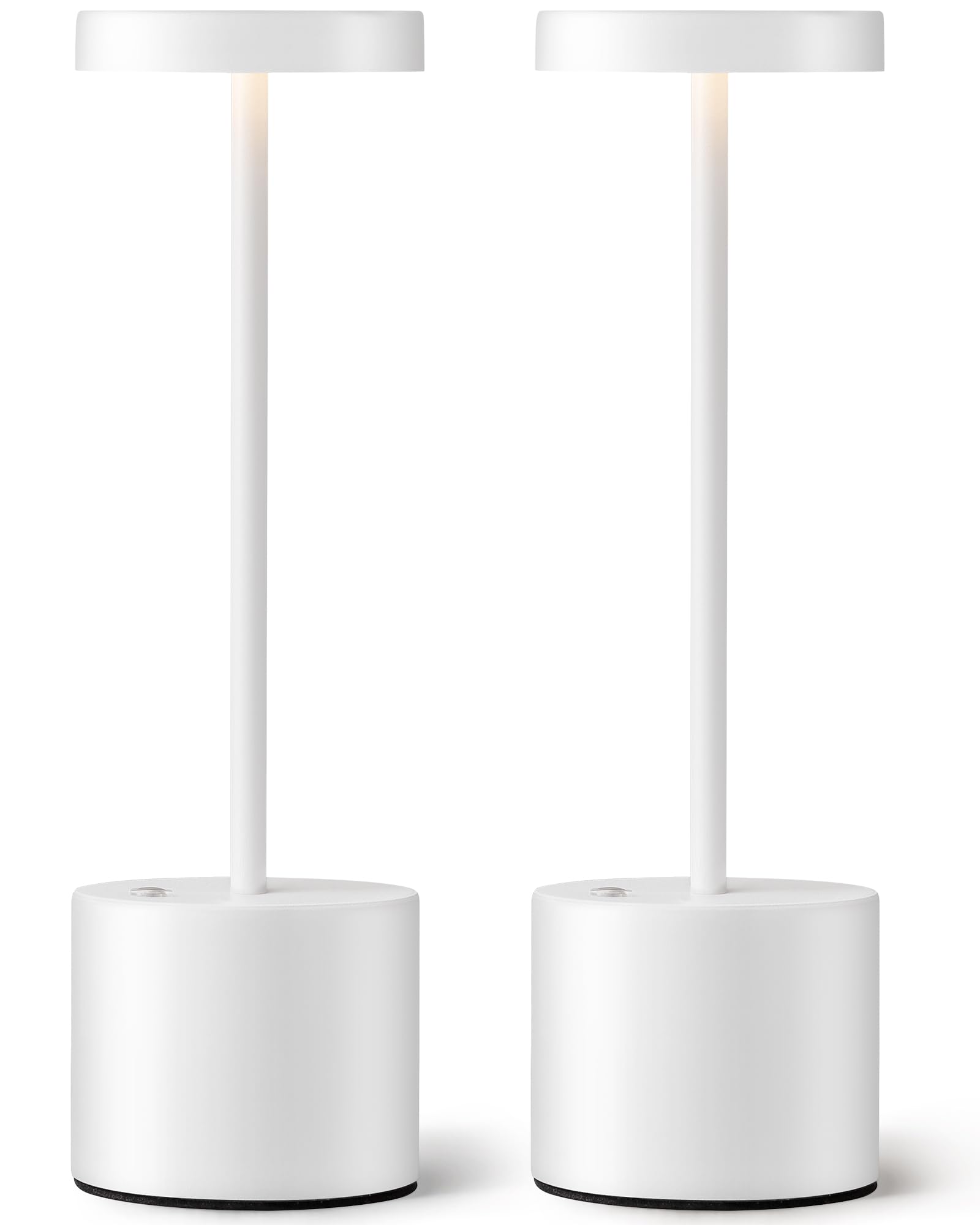 Modern Cordless Small Table Lamps Set of 2, Portable LED Desk Lamp, 5000mAh Rechargeable Battery Operated Lighting for Restaurant/Bedroom/Bedside/Bar/Outdoor/Camping/Night Light(White)