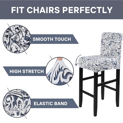 Image of SearchI Bar Stool Covers Set of 4, Stretch Washable Barstool Seat Covers, Counter Height Chair Covers for Kitchen Dining Room Cafe (Flower Pattern)