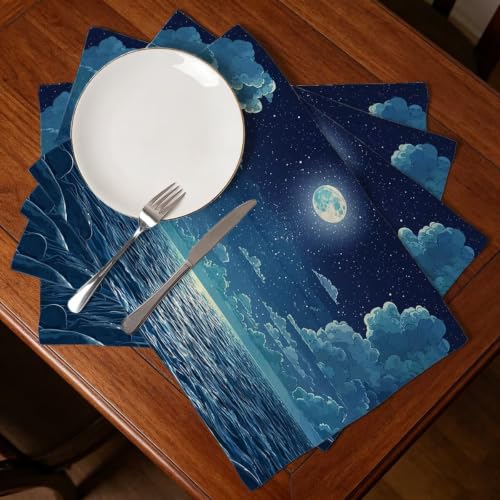 Set de table rectangulaire antidérapant 50x35cm résistant chaleur lune - 3