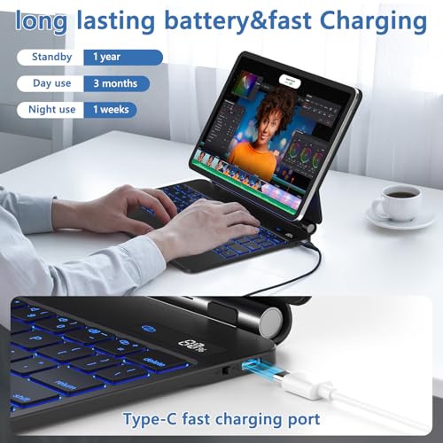 CC Store for iPad Air 11 inch Case with Keyboard Floating Stand, 7 Backlit by CC Store - Used condition - Image 7