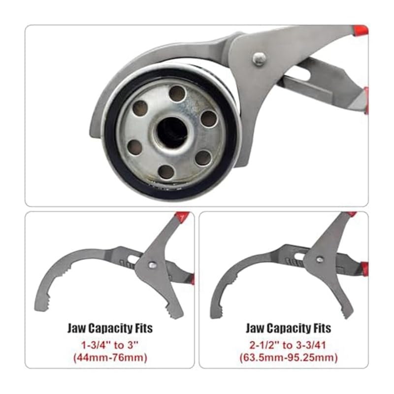 Barfeery 2 Piece Oil Filter Wrench Set,9In & 12In Oil Filter Pliers Oil Filter Removal Tools As Shown Metal for Most Cars,Trucks,Engine Filters - Image 4