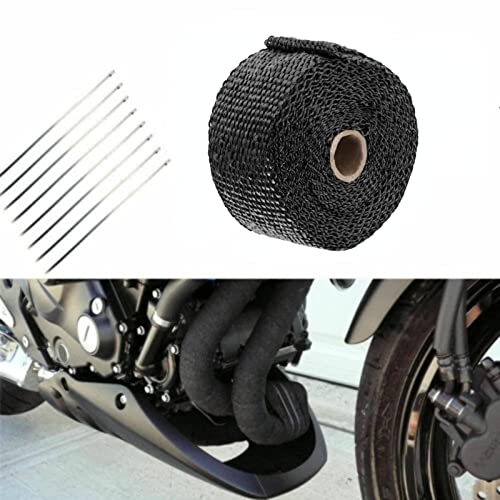Bstflex 2 Inch By 16.5 Feet Exhaust Manifold Heat Wrap Thermal Wrap Tape And Stainless Ties Kit, Black #TOP1