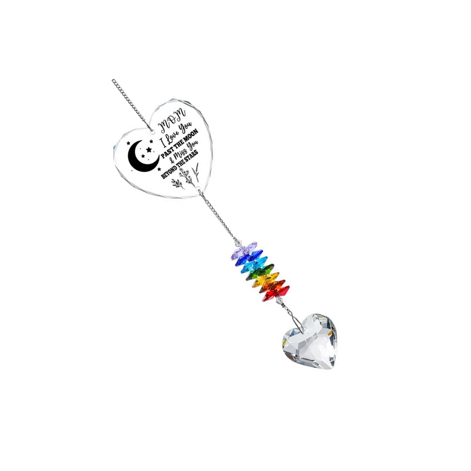 Xagmodshn E Mothers ' Day Heart Wind Chimes Acrylic And Crystal Textur Delicat Design Hanging Pendant For Indoor Window Decoration Spectrum Wind Toll