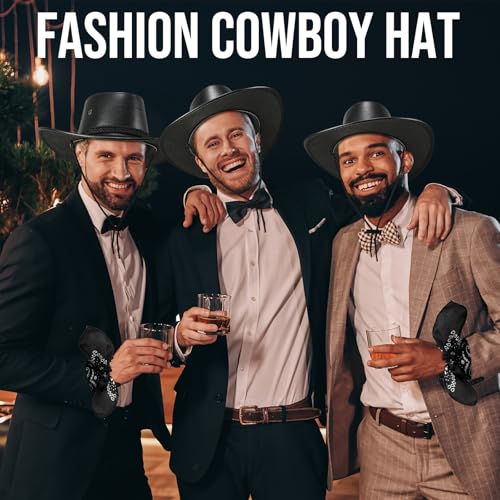 Image of Zhanmai 12 Pcs Cowboy Hat and Bandana Cowboy Cowgirl Hats Bulk Western Party Costume Halloween Accessory