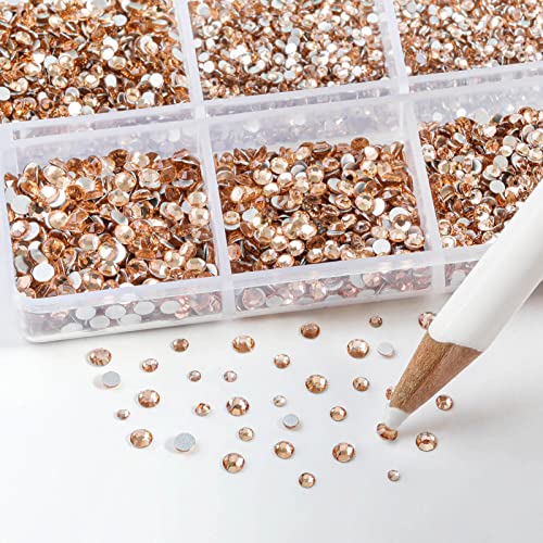 Image of Beadsland Flatback Rhinestones, Light Peach, 7200pcs Mixed 6 Sizes