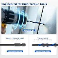 Steinwhale Impact Rated Screwdriver Bit Set, 3" & 4" Extended Long Magnetic Power Bits, Premium S2 Steel, Shock-Absorbing Design, 1/4" Hex Shank for Power Drill & Impact Driver (4 Inch SAE Hex) – Ansicht 5