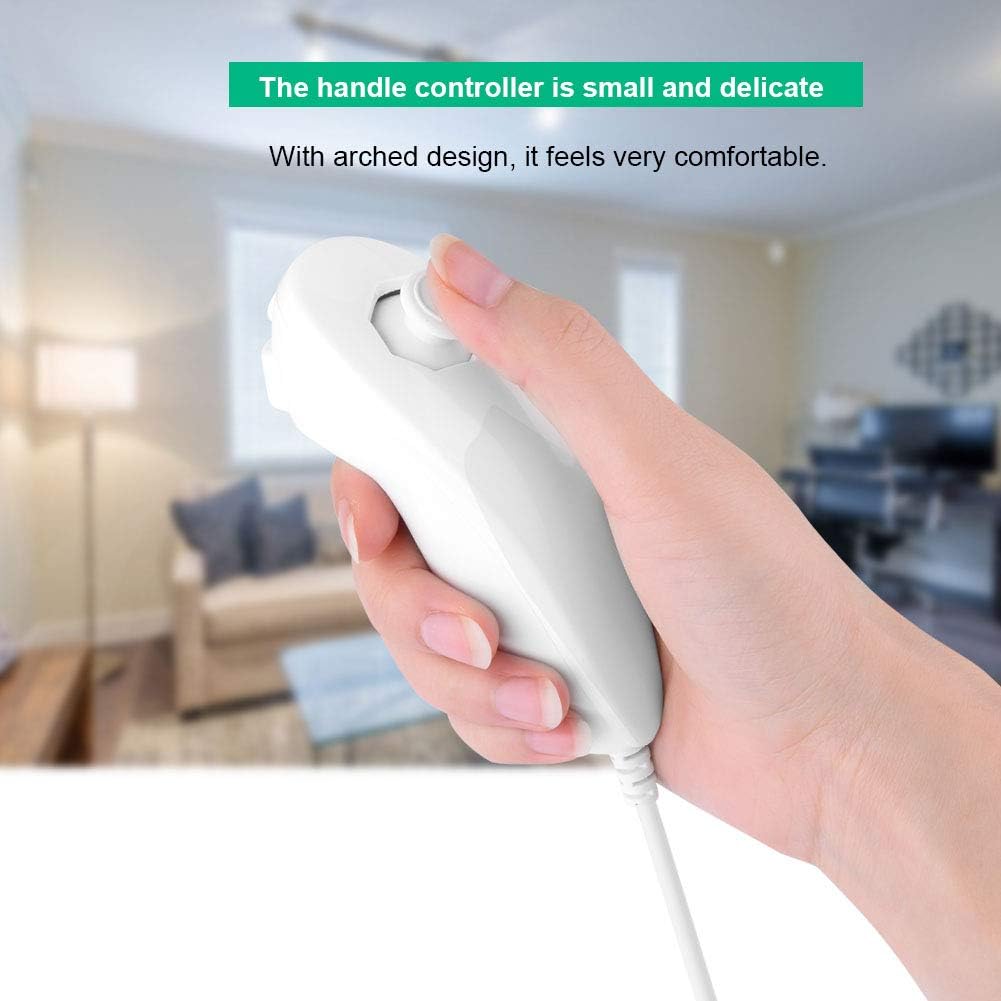 Nunchuk Nunchuck Controller Remote Video Game Handle Gamepad Curved for Nintendo Wii(White)
