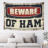 Man Cave Decor and Accessories Beware of Ham Tapestry Asthetic Room Decore...