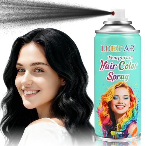 Black Hair Spray Temporary Hair Color Spray for Women Men, Washable Temporary Black Hair Dye Paint Wax Hairspray for Halloween Cosplay Festival Party Costume Makeup, 4.06 oz