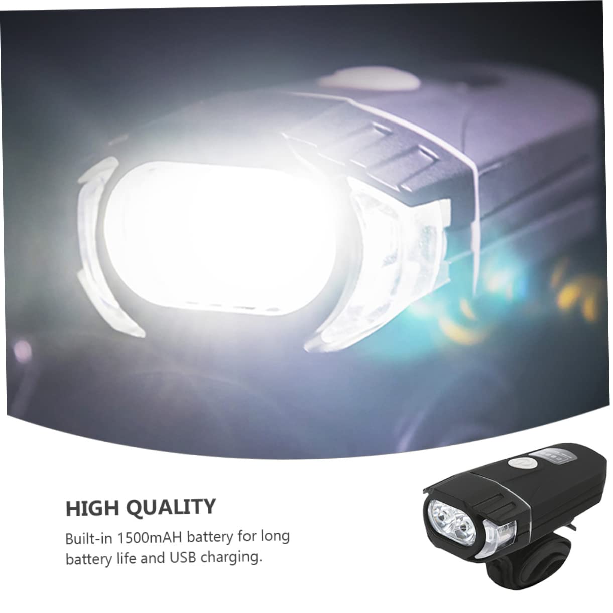 KOMBIUDA 1Pc Rechargeable Bike Headlight High Brightness LED Front Light for Cycling Outdoor Sports Battery Easy One Button Trigger Suitable for Night Riding