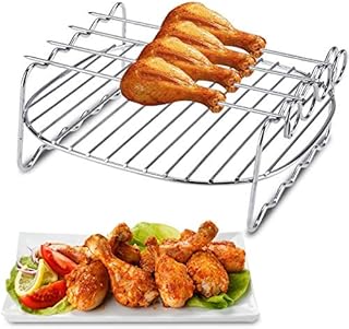 Zunate Double Cuche Grill Viande Le Barbecue,Accessoires de Barbecue - en Acier INOX,Facile à Nettoyer - Compatible Les Friteuses Air HD9225, HD9920, HD9231, HD9233, HD9904, etc de Philips