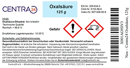 Oxalsäure Centra24 125g 99,6% für vielseitige Anwendungen