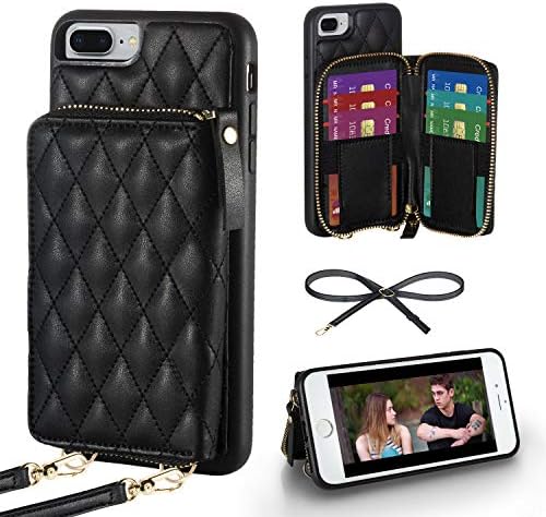 iPhone 7 Plus Wallet Case, LAMEEKU Quilted Wallet Case for iPhone 8 Plus Card Holder Case with Crossbody Lanyard Handbag Case for Women Shockproof Case for iPhone 7 Plus 8 Plus,5.5”-Black iPhone 7 Plus Wallet Case, LAMEEKU Quilted Wallet Case for iPhone 8 Plus Card Holder Case with Crossbody Lanyard Handbag Case for Women Shockproof Case for iPhone 7 Plus 8 Plus,5.5”-Black