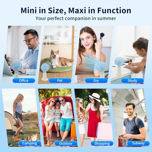 Mini ventilador portátil personal de mano a pilas con base 6