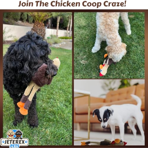 Large Dog Toy - Chicken Squeaky Dog Toys for Large Dogs, Medium and Small Dogs. Durable with Pineapple Plush Fabric, Long Legs, Hidden Seams, Reinforced Stress Points, Googly Eyes - Image 3