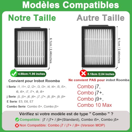 Séries Roomba i E et j Accessoires pour iRobot Roomba i1+ i3+ i4+ i5+ i6+ i7+ Plus i8+ j5+ j6+ j7 j7+ j8+ j9+ E5 E6 E7 Pièces Rechange Brosse Principale 4 Sacs à Poussière 6 Filtres 6 Brosse Latérale – vue 2