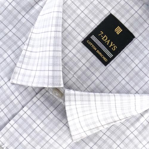 Image of 7-DAYS Men's Premium Checks Formal Shirt - Cotton Rich, Regular Fit, Full Sleeve, with Pocket, Wrinkle Resistant - Stylish Office & Everyday Wear.