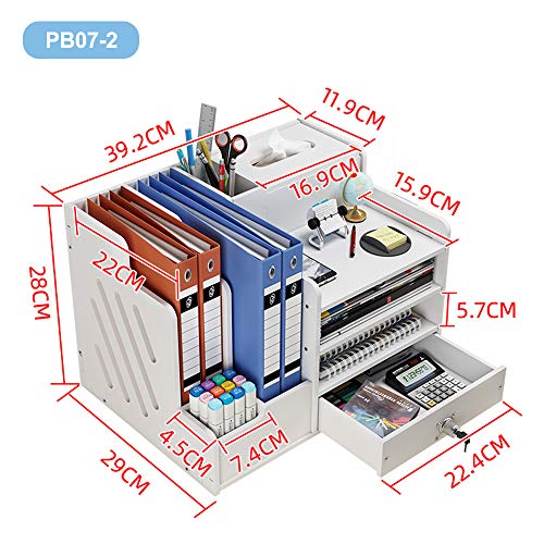 NUODWELL White Desktop Organiser, Large Capacity Desk File Organiser Office Stationery Desk Tidy Storage Rack Sorter for A4 Papers, Pens, Books, Letters and Documents (PB07-2)
